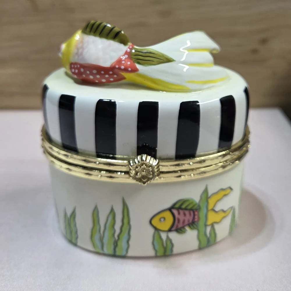 Decorative Fish-Themed Ceramic Box
